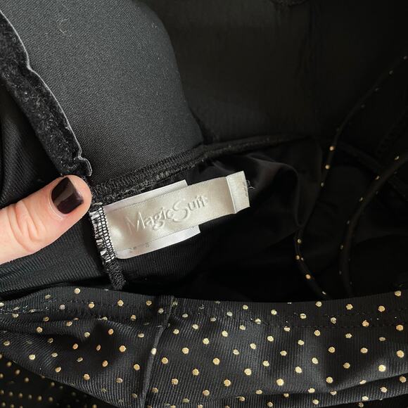 Magicsuit Rialto Pinpoint One Piece Polka Dot Swimsuit Black Gold Size 16DD Chic - Picture 15 of 16